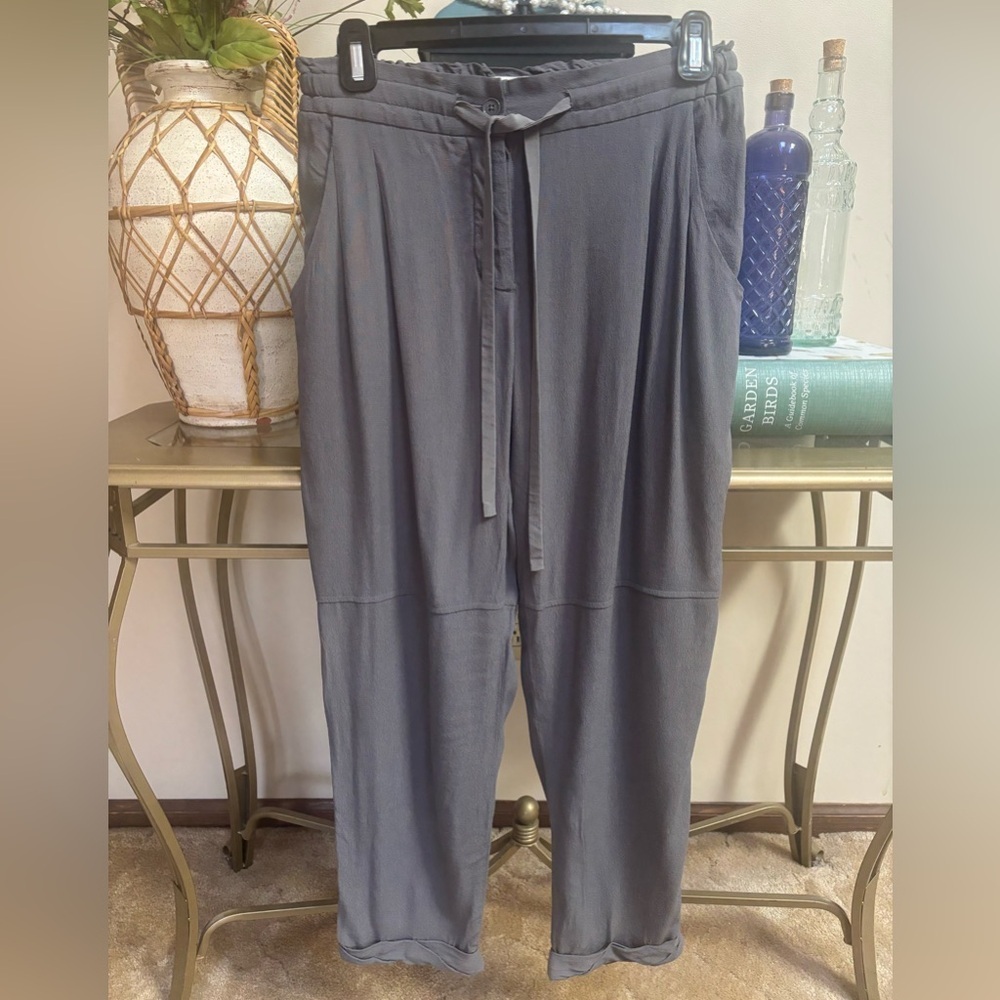 WILFRED ARITZIA ALLANT PANT CROPPED HIGH RISE GRAY LINEN TROUSER JOGGERS SZ SM - Picture 2 of 11